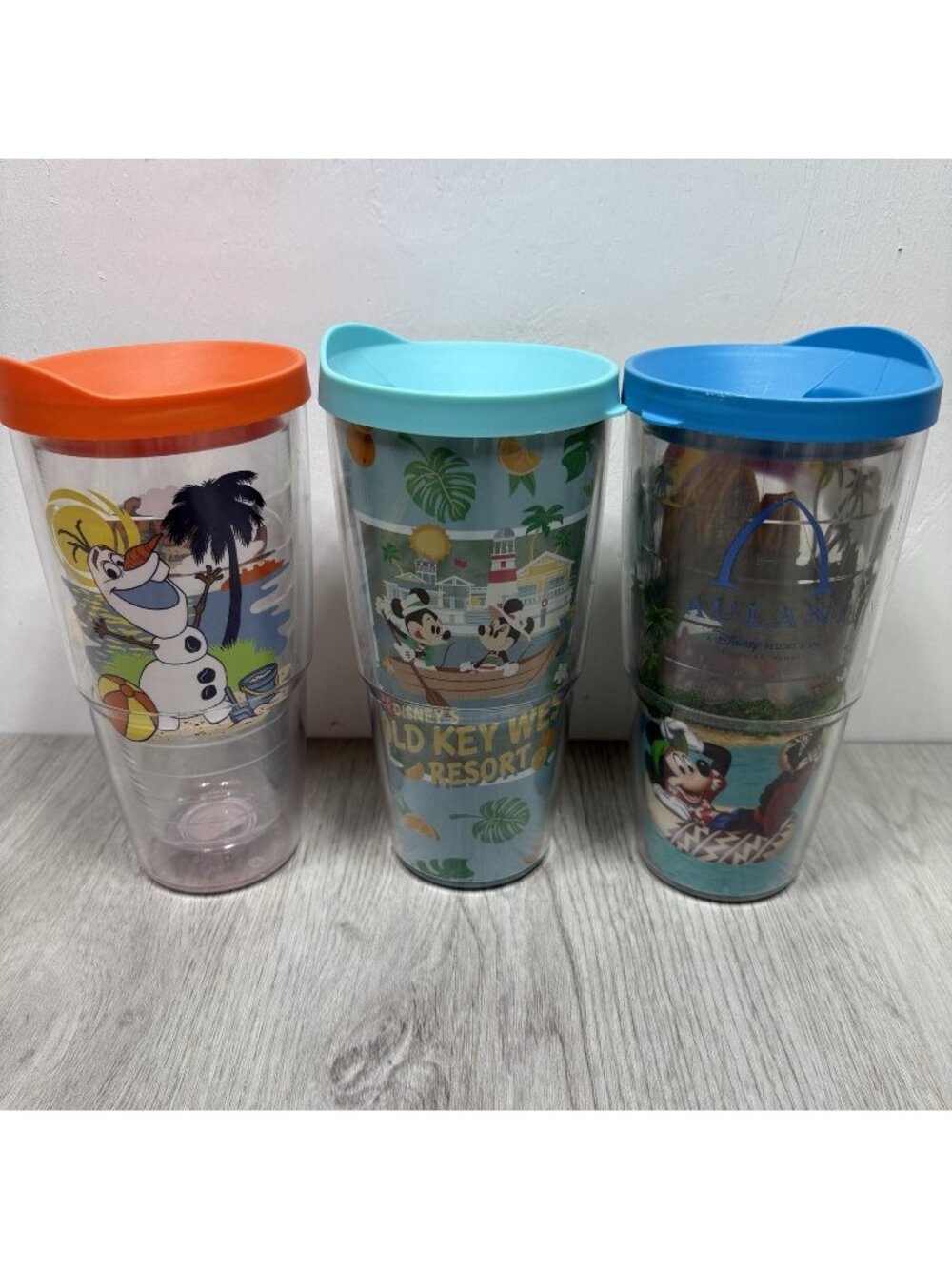 3 - Disney 24oz Tervis Tumbler w/ Lid Mickey Minnie Olaf Frozen Goofy Donald